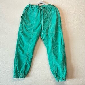 We The Free Angelo Pull On Cord Jogger Corduroy Waist Tie Snap Cuffs Green Pants
